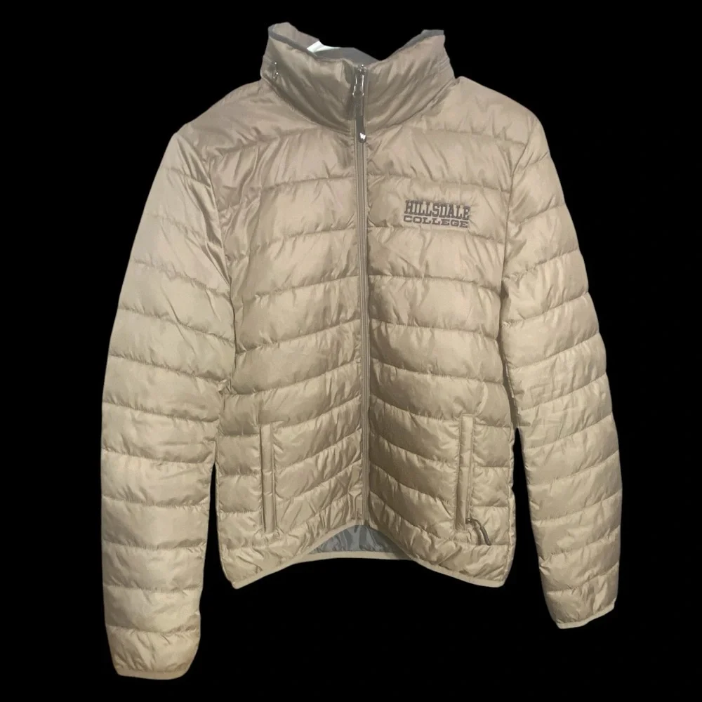 NWOT Hillsdale College Tan Packable Puffer Jacket - Picture 2 of 10